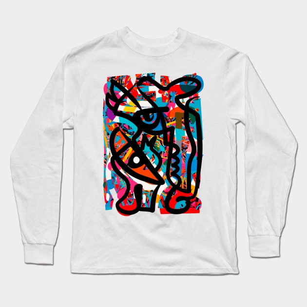 Abstract Graffiti Creatures Black and White Long Sleeve T-Shirt by signorino